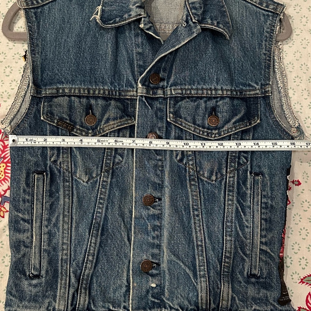 Custom 1994 Guns N' Roses Stacked Skulls denim vest sz S *VINTAGE ONE OF A KIND* - Picture 10 of 12